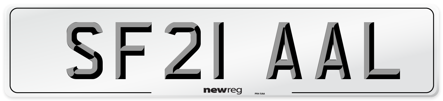 SF21 AAL Number Plate from New Reg